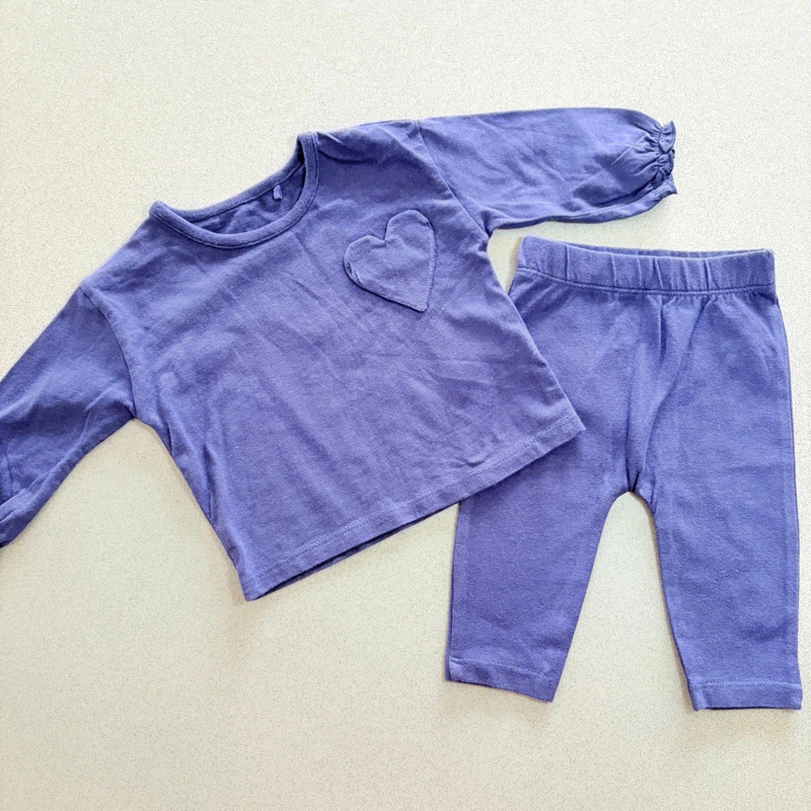 Baby Girl 0-3 months George Navy Blue 2 Piece Outfit with Heart Pocket (23 04)