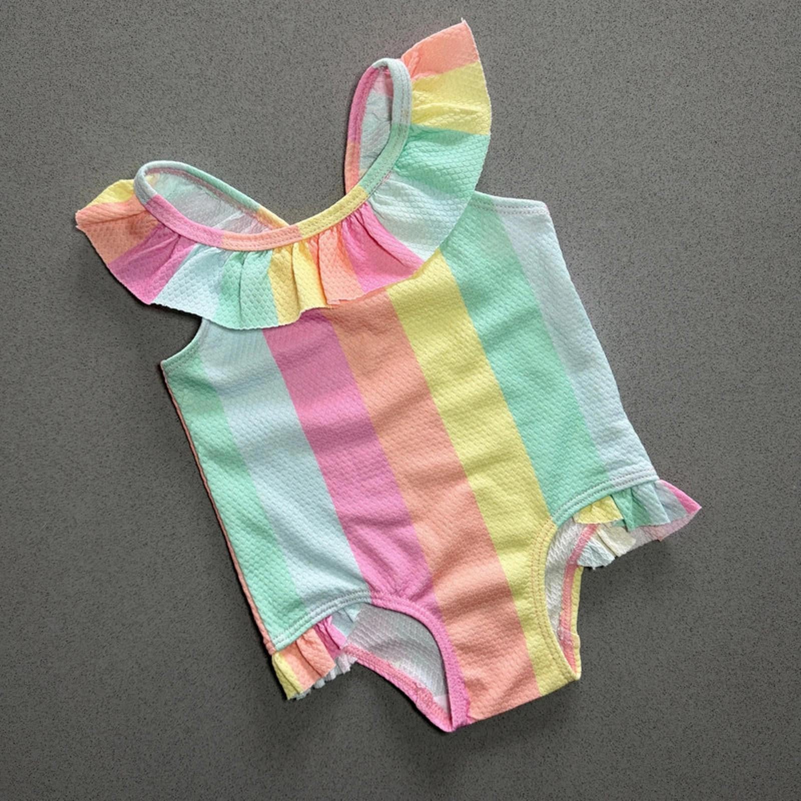 Baby Girl 3-6 months TU One Piece Rainbow  Swimming Costume Ruffles (44 13)