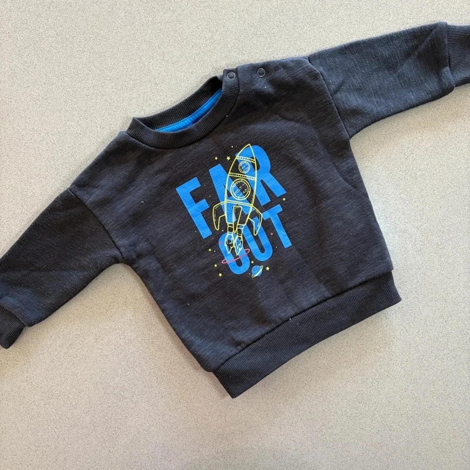 Baby Boy 3-6 months Primark Pullover Sweatshirt Far Out Space Theme (29 08)