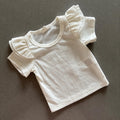 Baby Girl 0-3 months (62) White Ribbed Short Sleeve Top Ruffles Shein (16 06)