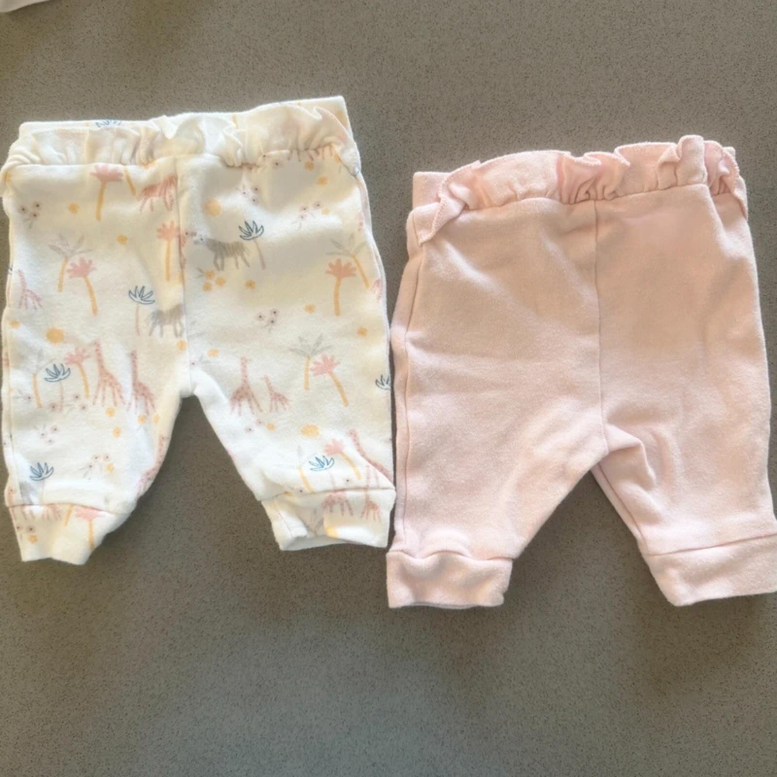 Baby Girl Newborn Mothercare Set 2 Sleeveless Leggings Outfits Pink White Animals (25 01)