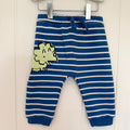 Baby Boy 6-9 months Marks and Spencer Blue Striped Dinosaur Joggers (60 08)