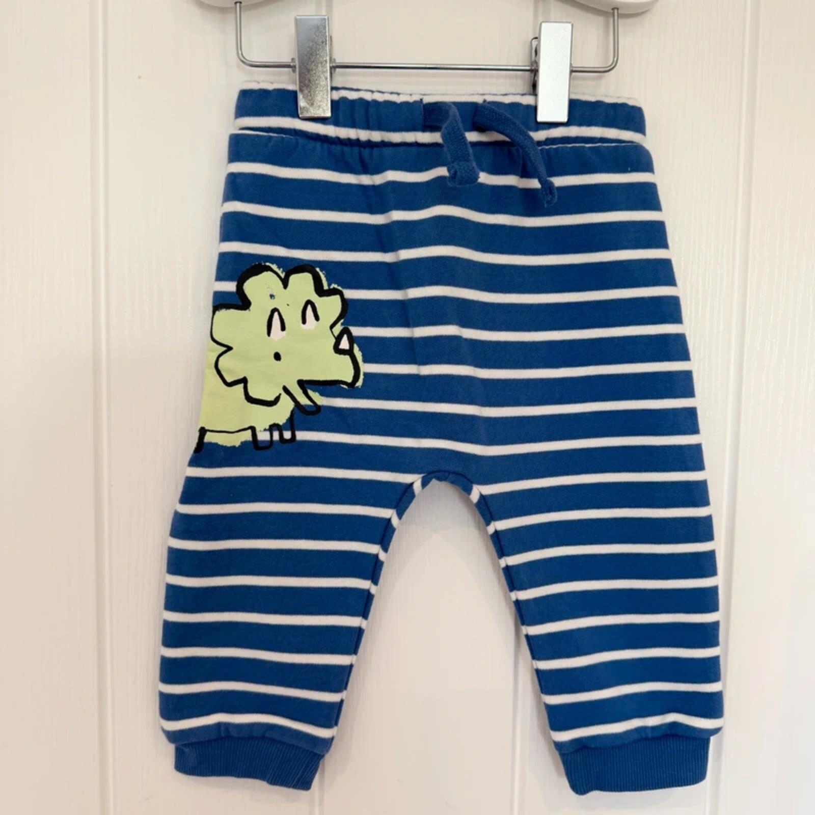 Baby Boy 6-9 months Marks and Spencer Blue Striped Dinosaur Joggers (60 08)