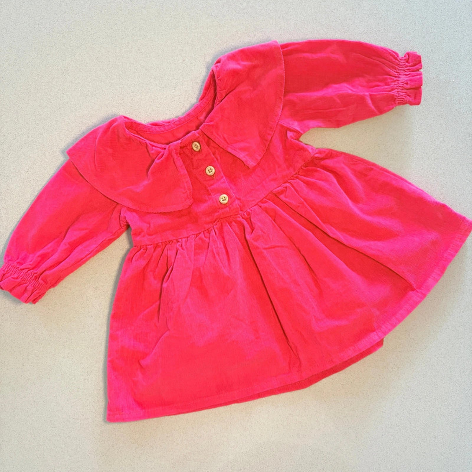 Baby Girl 0-3 months George Bright Red Needlecord Dress Collar (50 04)