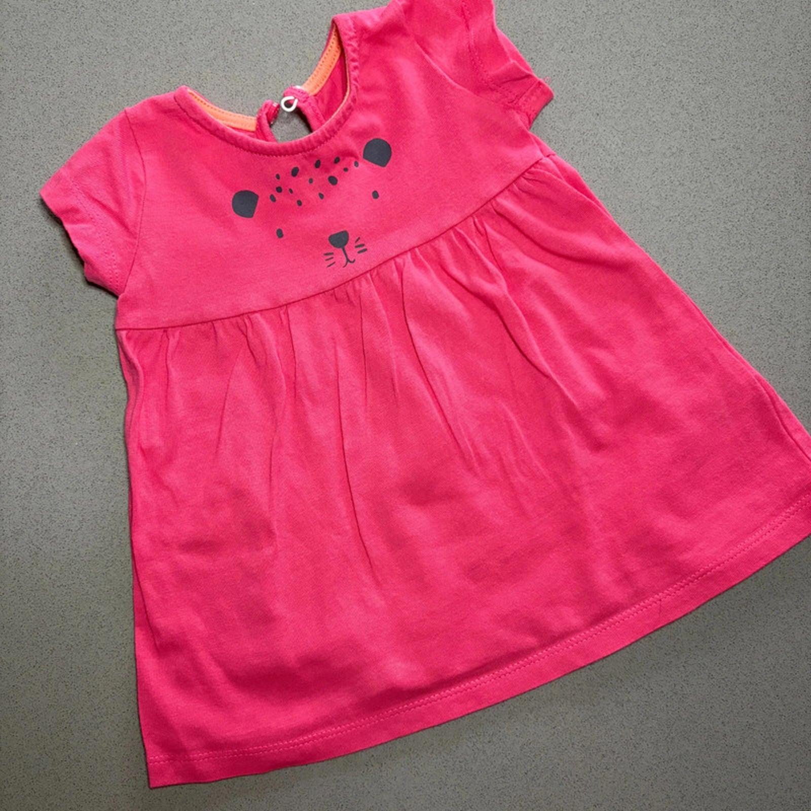 Baby Girl 0-3 months F&F Pink Short Sleeve Bear Jersey Dress (47 31)