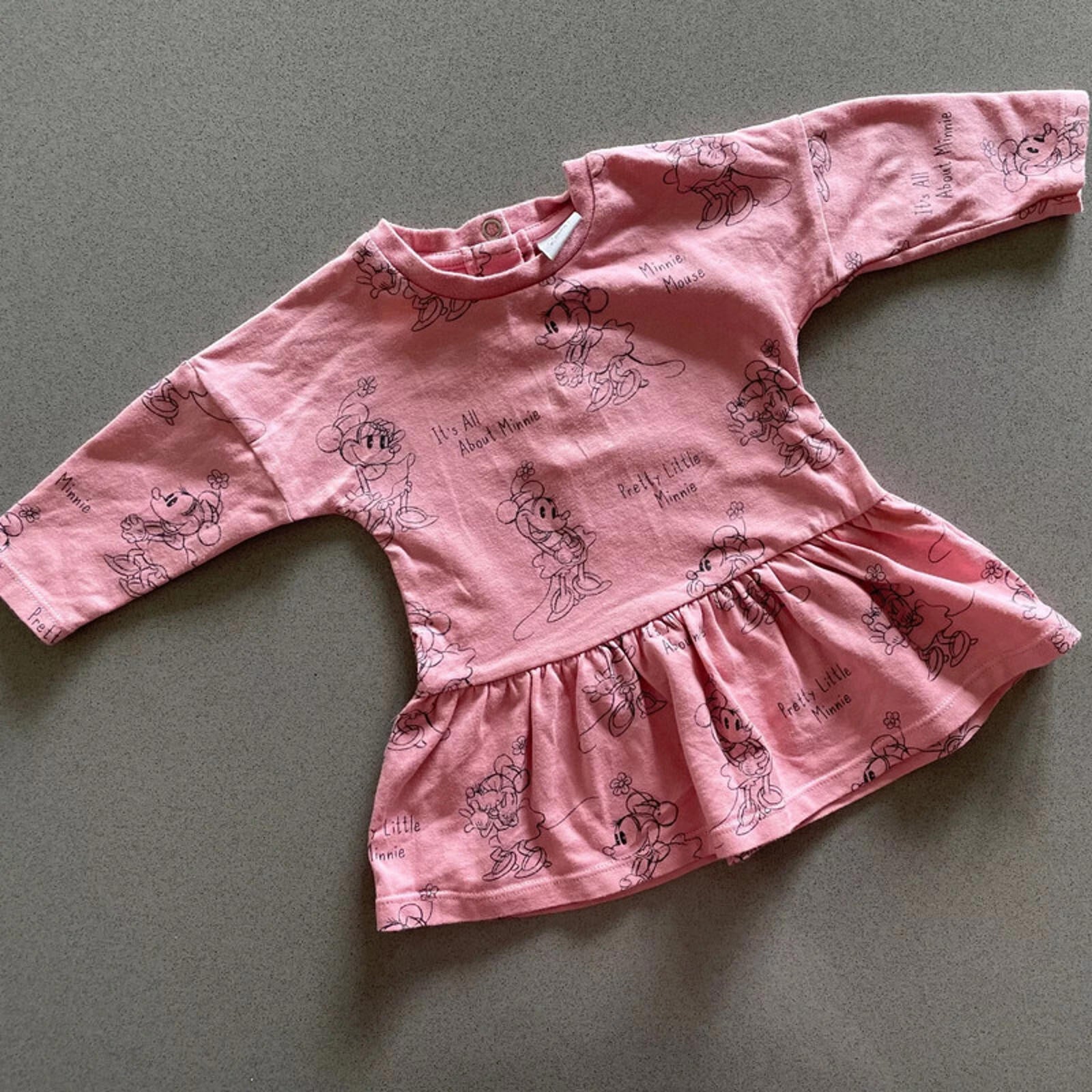 Baby Girl 6-9 months Disney Baby Pink Minnie Mouse Tunic Long Top Ruffles (2920)