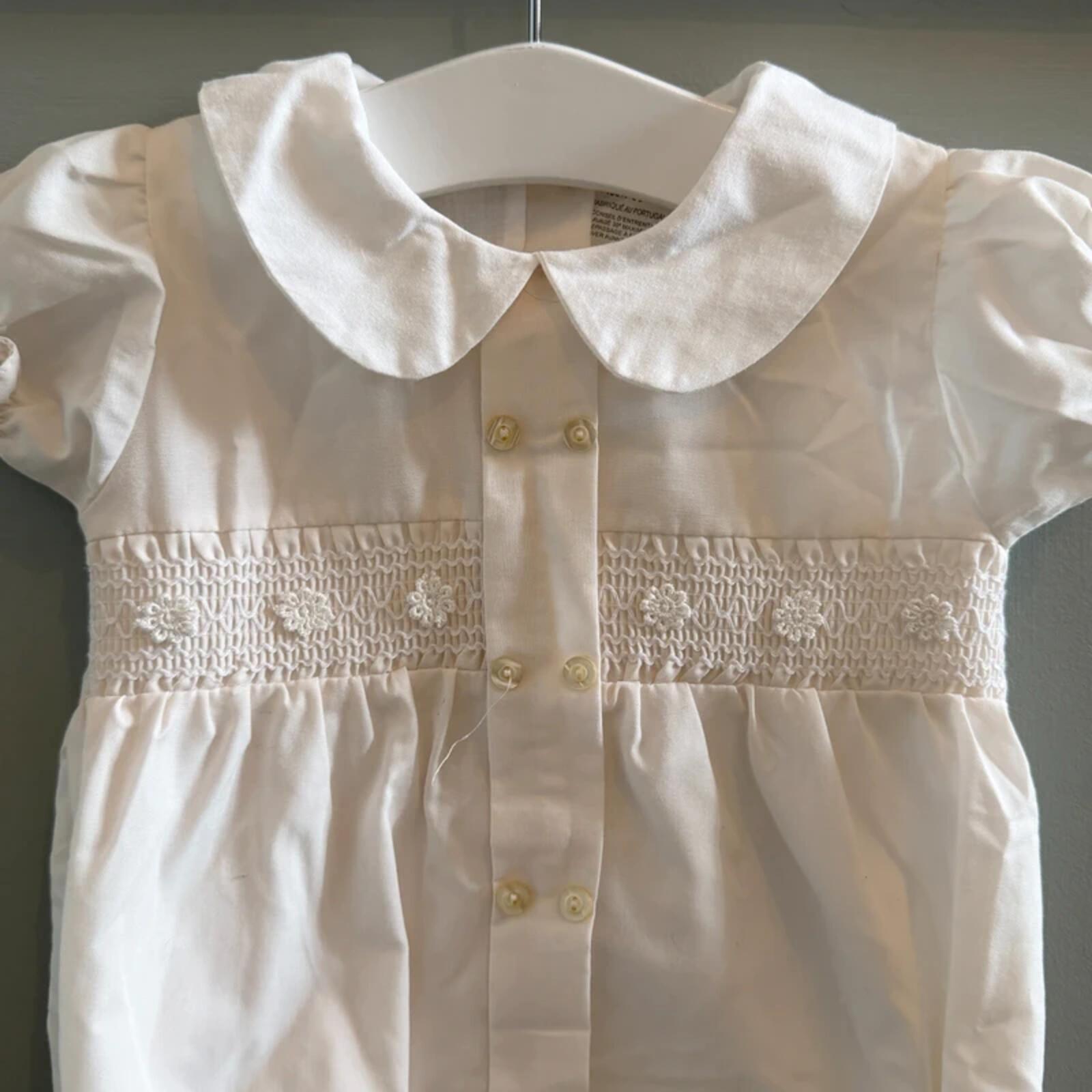Baby Girl 18 months Fruit de ma Passion White Smocked Romper Christening Formal (37 20)