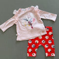 Baby Girl 0-3 months Ted Baker 2 piece Pink Red  Outfit (45 26)