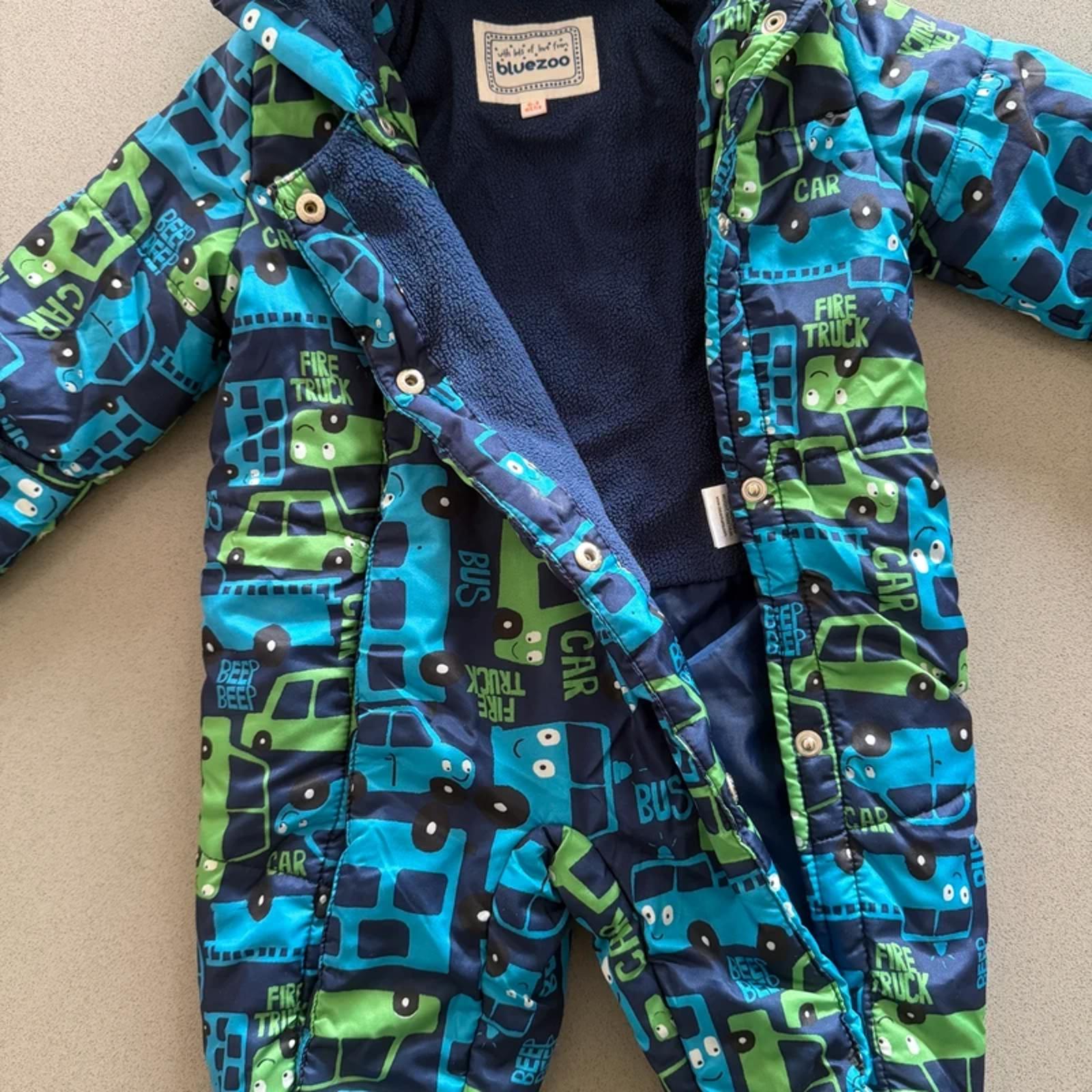 Baby Boy 0-3 months Blue Zoo Transport Themed Blue Snowsuit (38 04)