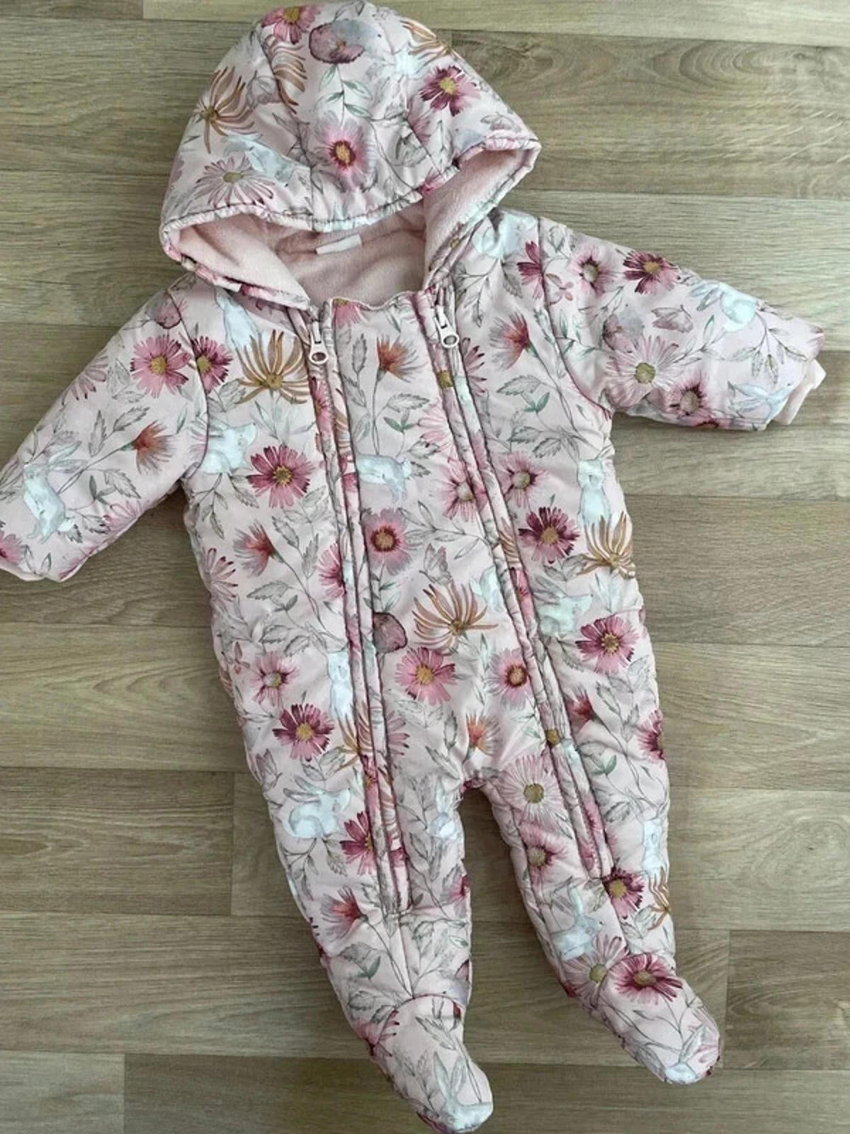 Baby Girl 0-3 months NEXT Pink Floral Double Zip Snowsuit  (45 29 (49))