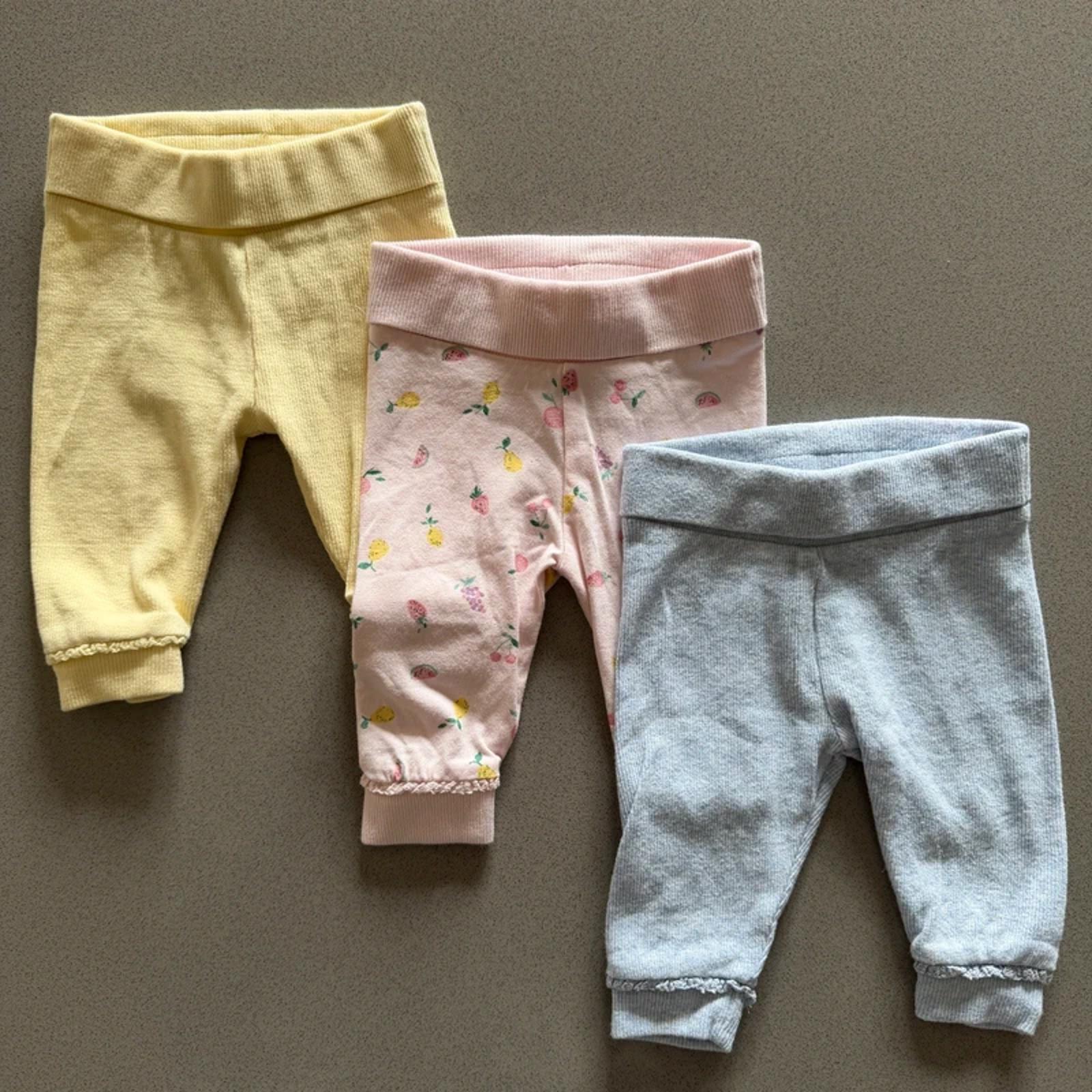 Baby Girl 0-3 months Next Set 3 pairs Leggings Turn Down Waistband (51 23)