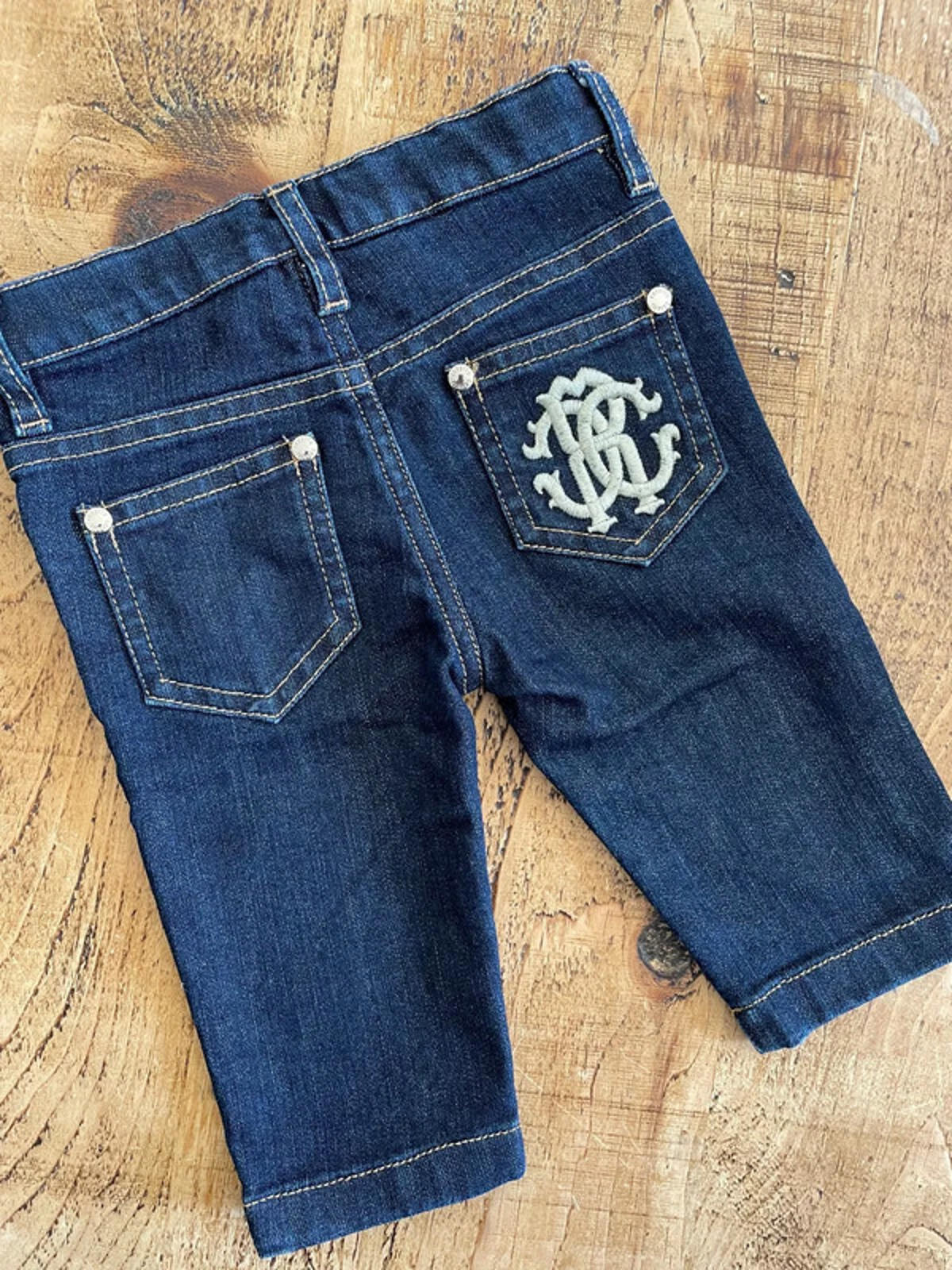 Baby Girl 0-6 months Roberto Cavalli Junior Dark Blue Denim Jeans Unworn (38 27)