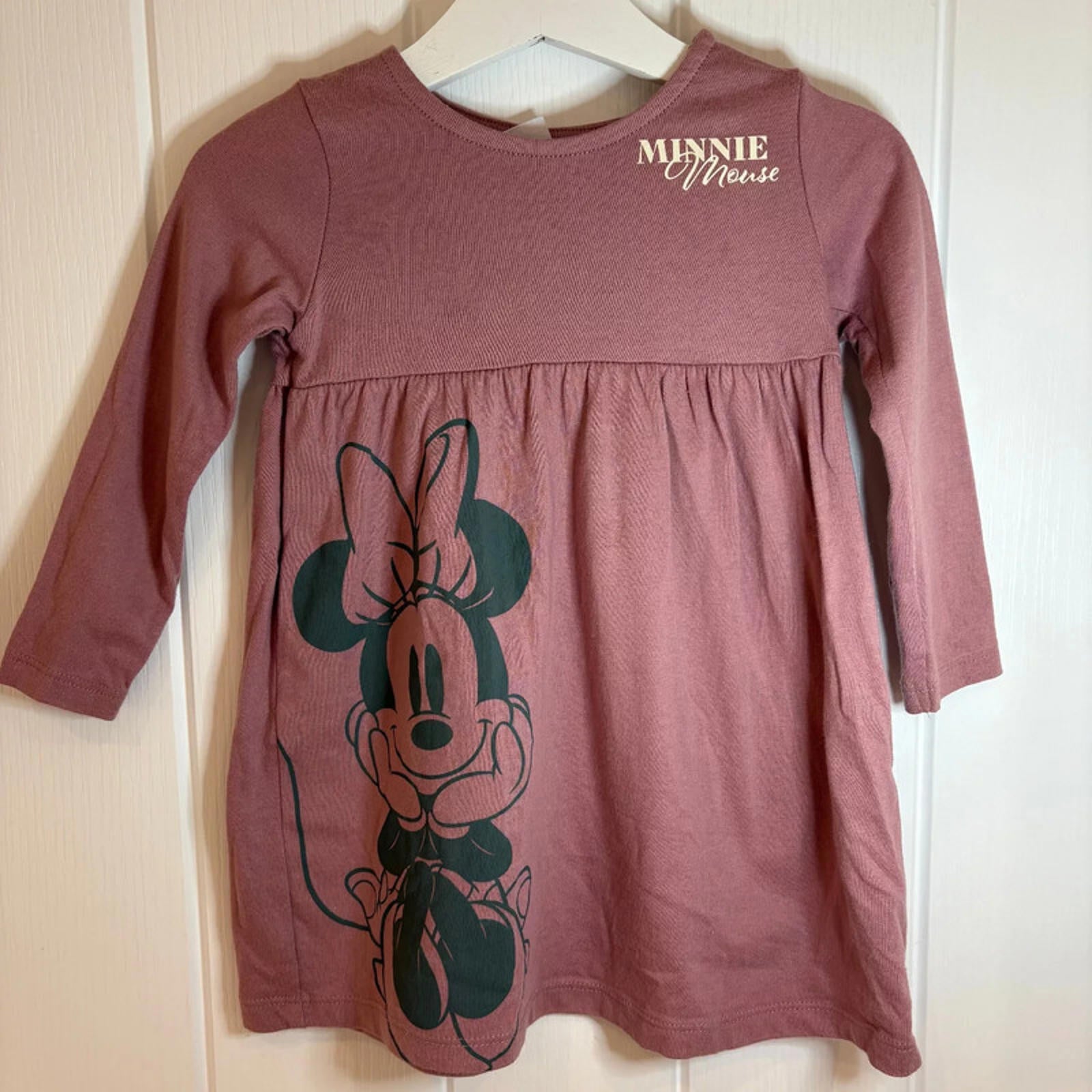 Baby Girl 9-12 months Disney Minnie Mouse Pink Long Sleeve Jersey Dress (26 32)