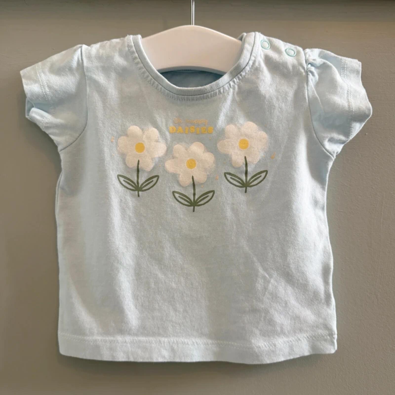 Baby Girl 6-9 months Primark Blue Daisy Short Sleeve T-Shirt (59 05)
