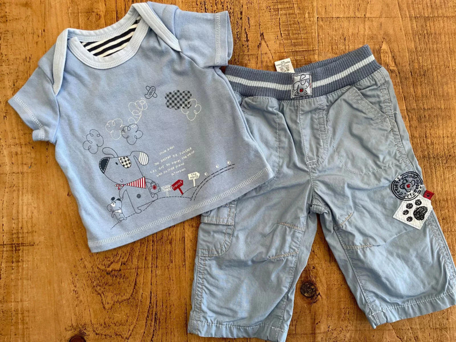 Baby Boy 0-3 months George Little Paws 2 Piece Trouser Outfit  Blue Dogs (31 02)