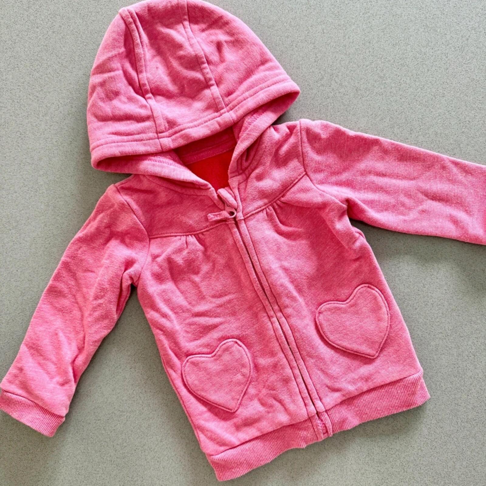 Baby Girl 6-9 months George Pink Hoodie with Heart Pockets Full Zip (54 03)