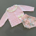 Baby Girl 12 months Pink Cream Spanish Style Set with Bows (58 11)