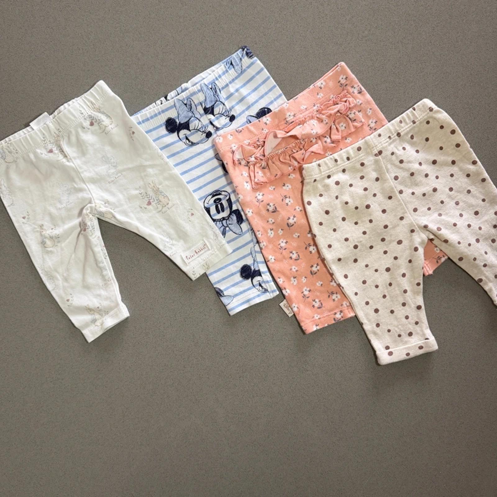 Baby Girl 0-3 months 4 Pairs Leggings Minnie Mouse Peter Rabbit (56 32)