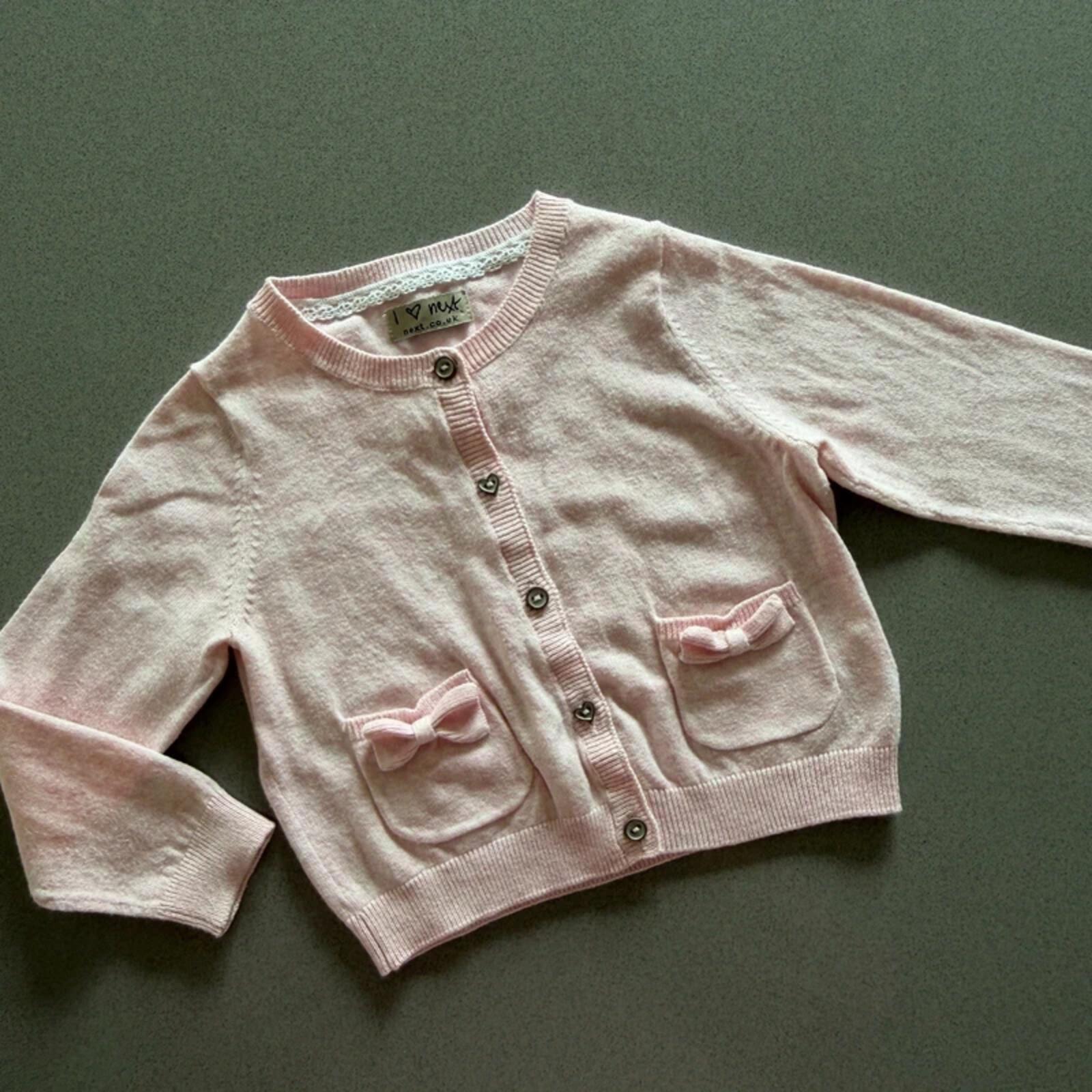 Baby Girl 12-18 months Next Pink Knitted Cardigan with Bows (46 05)