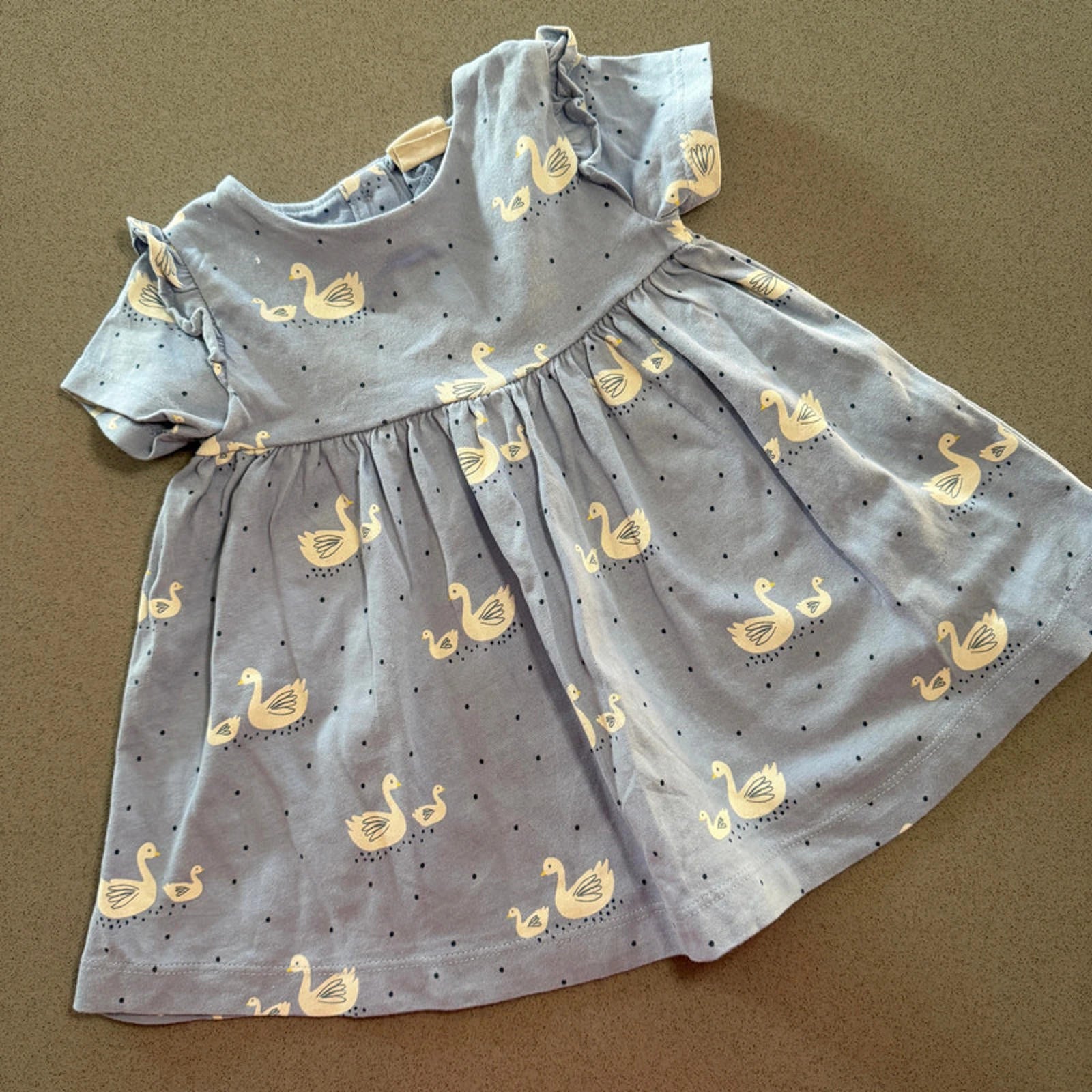 Baby Girl 0-3 months John Lewis Blue Swan Short Sleeve Dress (23 11)