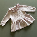 Baby Girl 0-3 months Nutmeg Pink Knitted Short Dress Long Sleeves Ruffles (4006)
