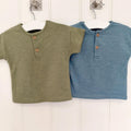 Baby Boy 3-6 months TU Green Blue Short Sleeve T-shirts with Buttons (45 31)