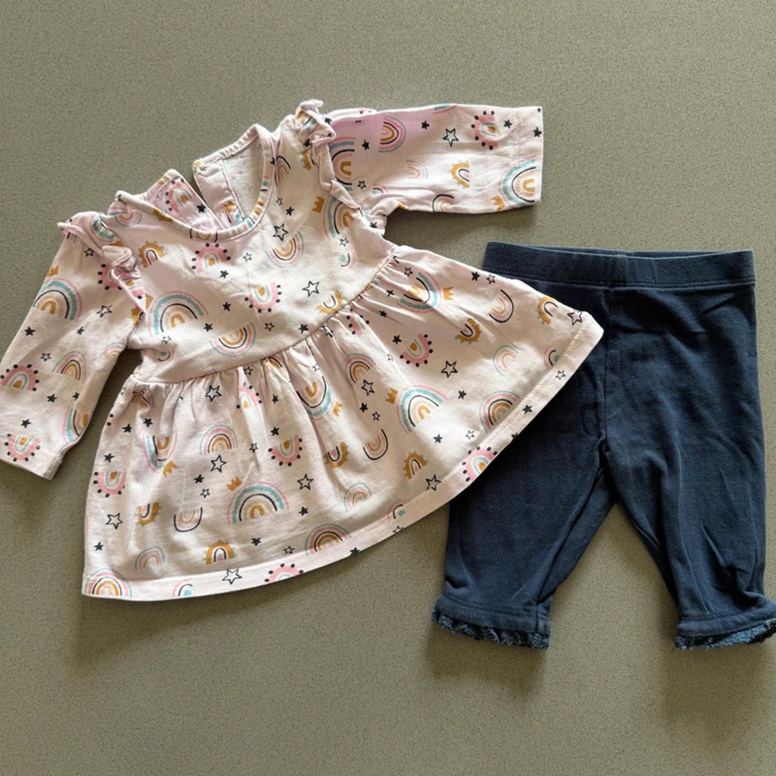 Baby Girl Newborn Matalan Pink Rainbow Tunic Outfit (41 28)