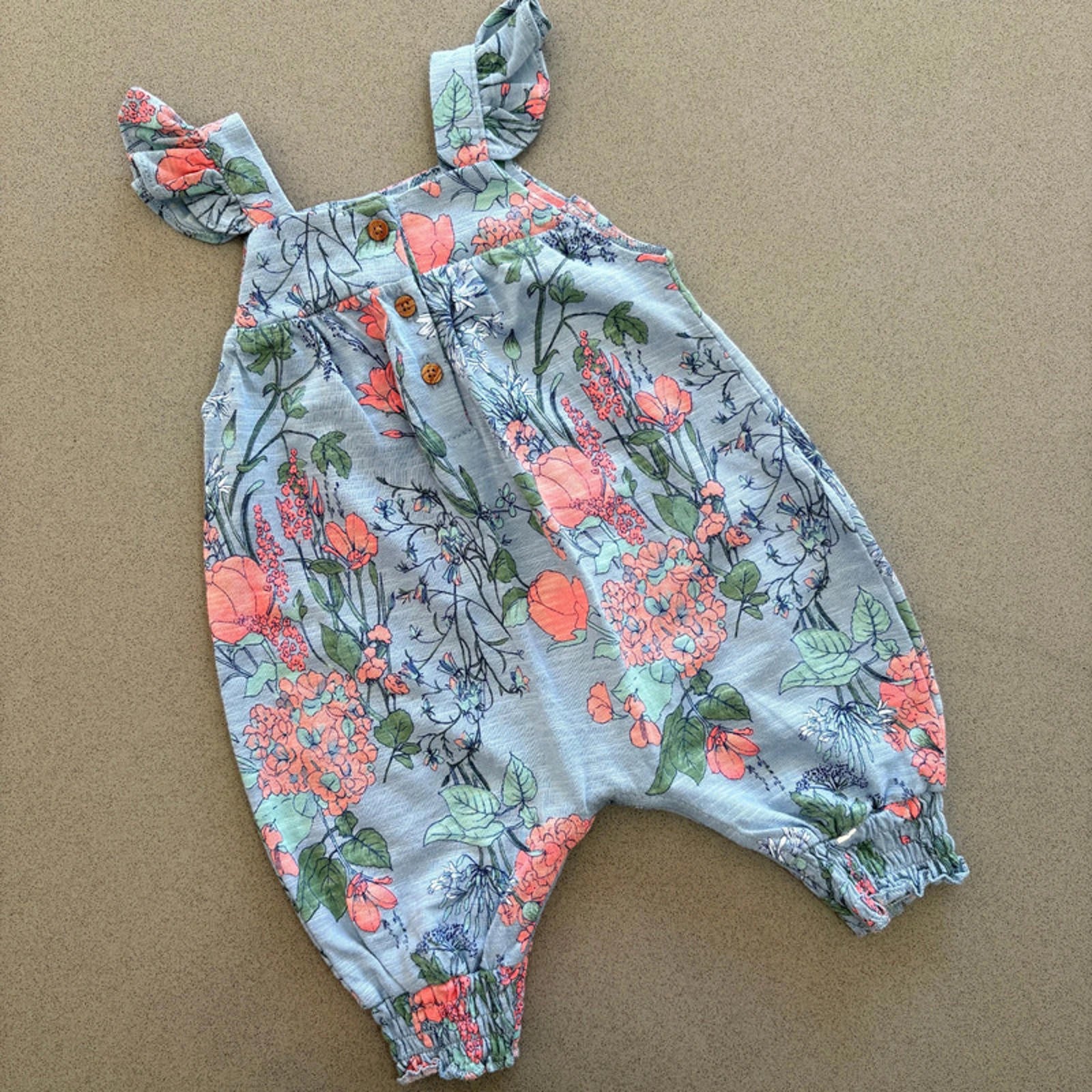 Baby Girl 1 month 4.5 kg Next Blue Floral Dungaree Romper (40 17)