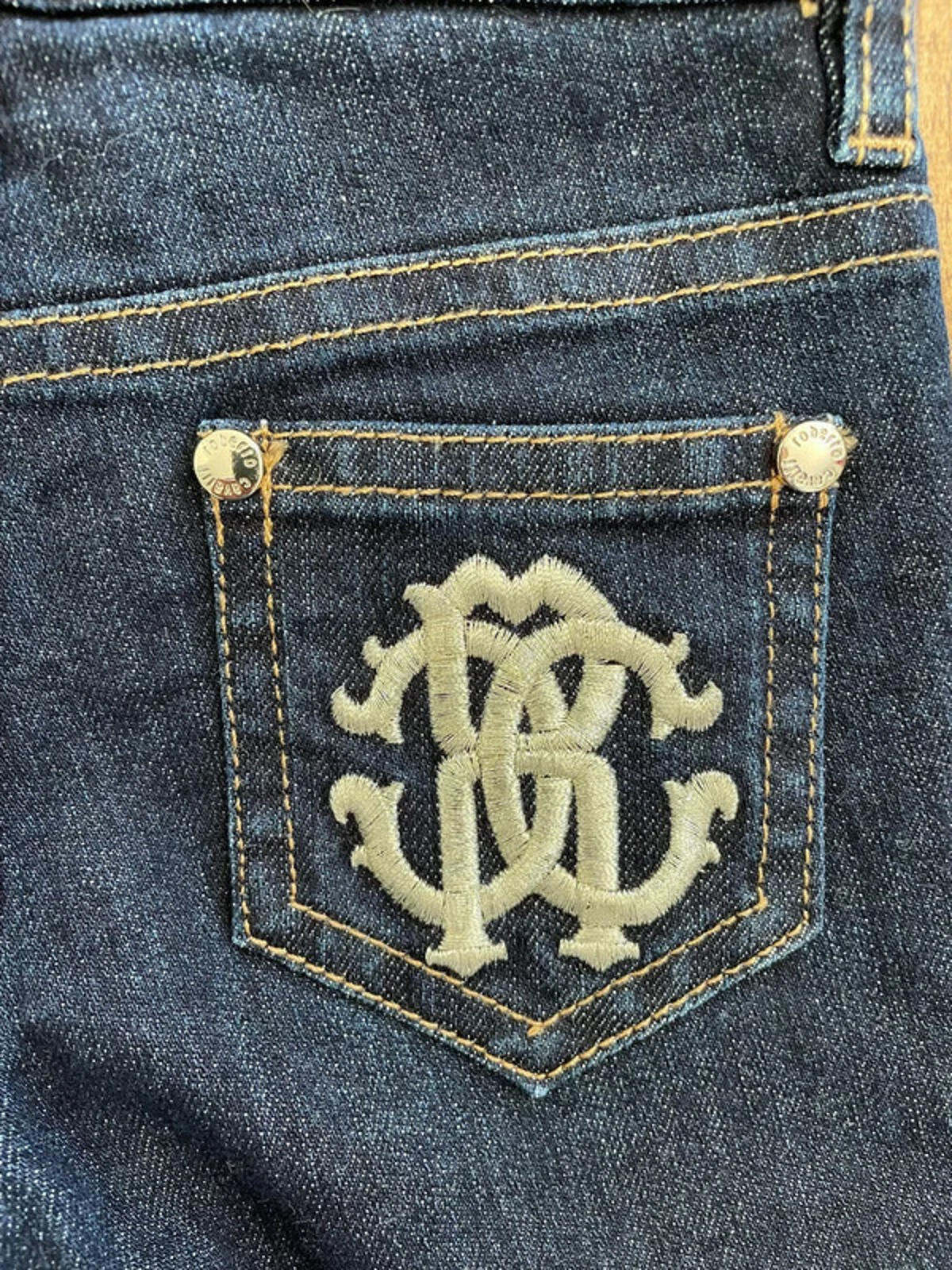 Baby Girl 0-6 months Roberto Cavalli Junior Dark Blue Denim Jeans Unworn (38 27)