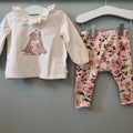 Baby Girl 3-6 months Next Broderie Anglaise Floral Rabbit Outfit (55 05)