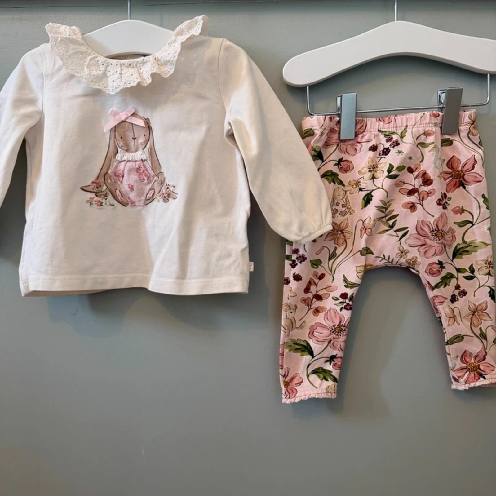 Baby Girl 3-6 months Next Broderie Anglaise Floral Rabbit Outfit (55 05)