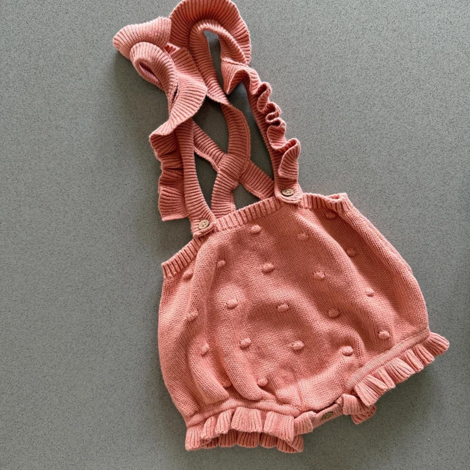 Baby Girl 3-6 months George Knitted Shorts with Straps & Ruffles (55 15)