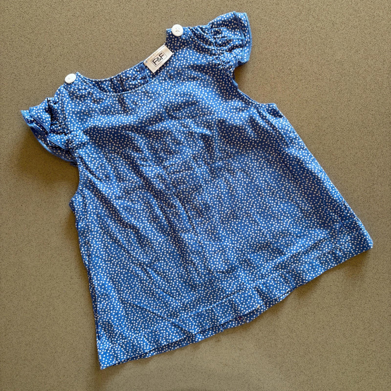 Baby Girl 3-6 months F&F Blue Spotted Summer Sleeveless Top (47 34)