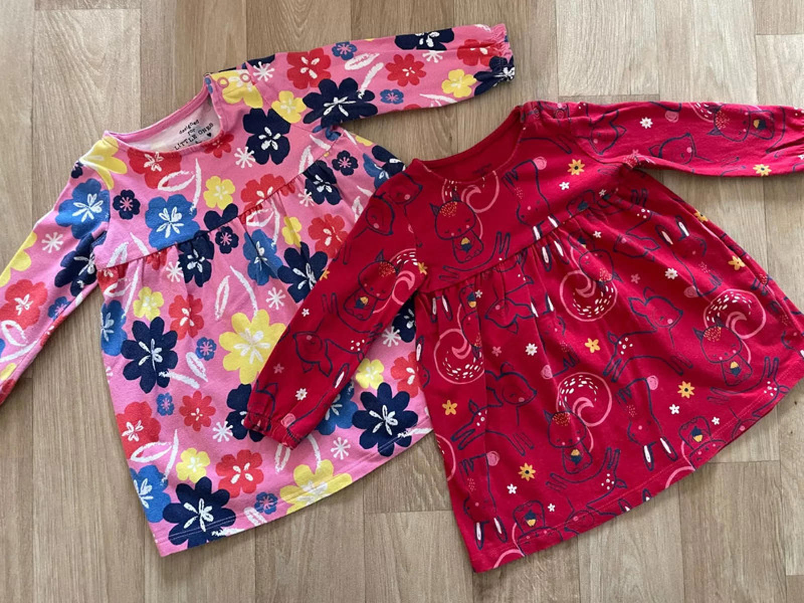 Baby Girl 6-9 months F&F Set of 2 Bright Colourful Long Sleeve Dresses