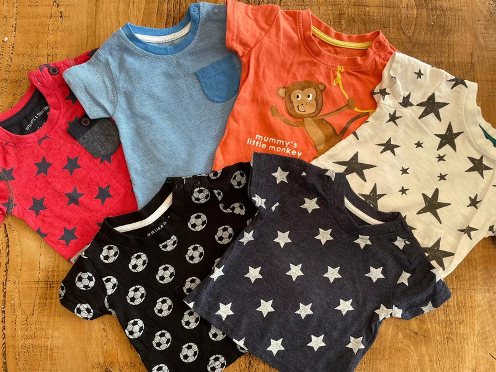 Baby Boy 0-3 months Primark Early Days Bundle 6 Short Sleeve T-shirts (36 23)
