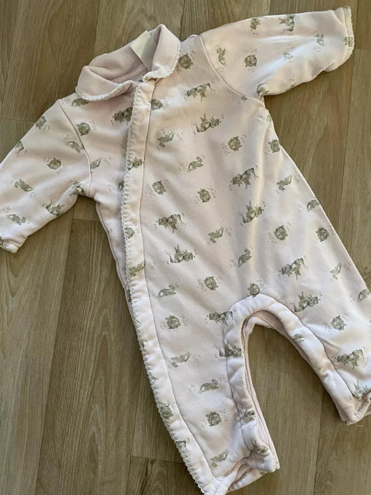 Baby Girl 0-3 months GAP Pink Bunny Padded Collared Romper All in One