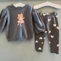 Baby Girl 6-9 months H&M Grey Dancing Bear 2 Piece Outfit (32 29)