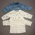 Baby Boy 0-3 months Nutmeg Set 3 Long Sleeve Tops T-Shirts Animals  (63 21)