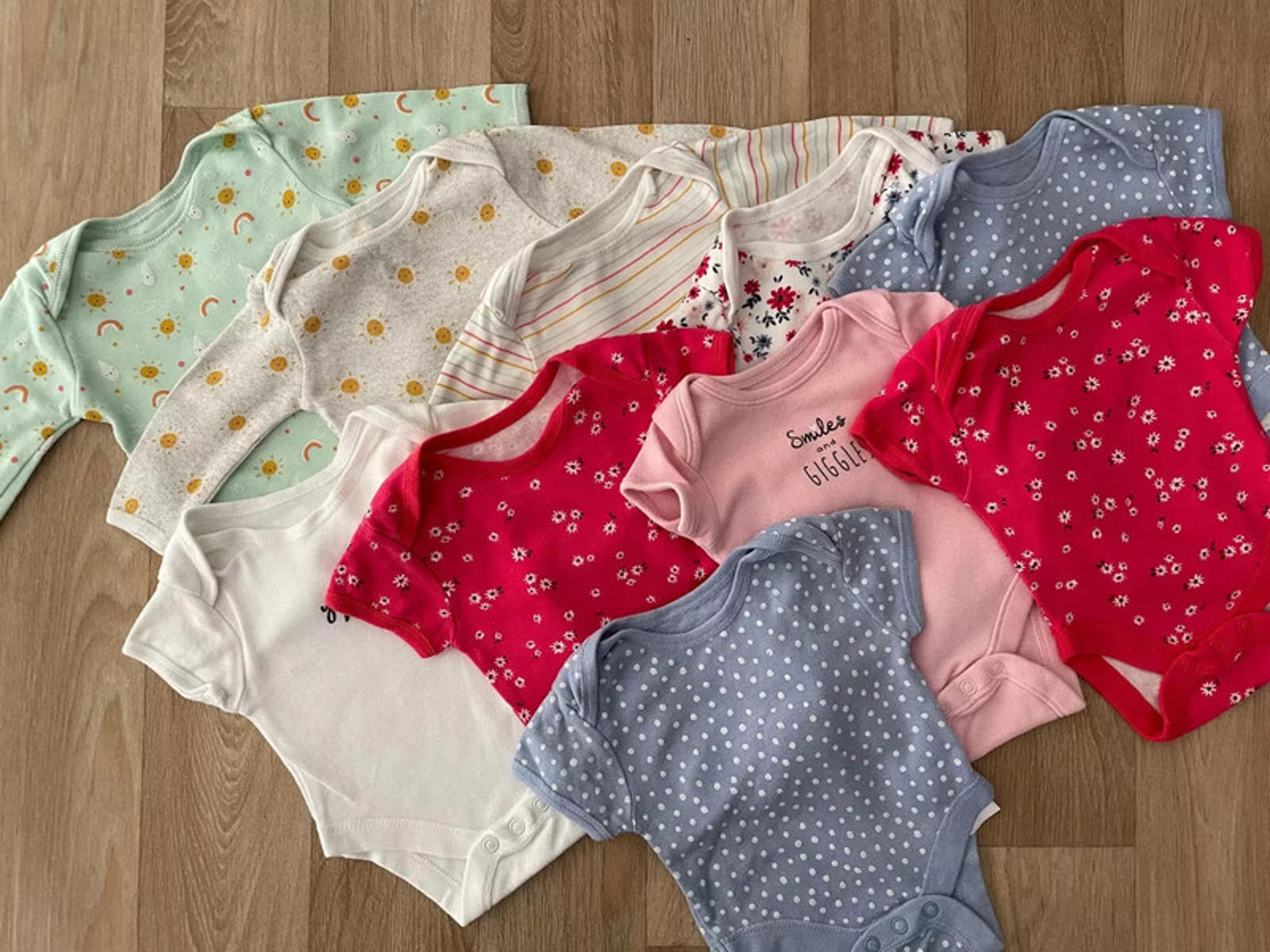 Baby Girl 1 month 4.5 Kg Big Bundle 10 Short Long Sleeve Bodysuits (34 04)