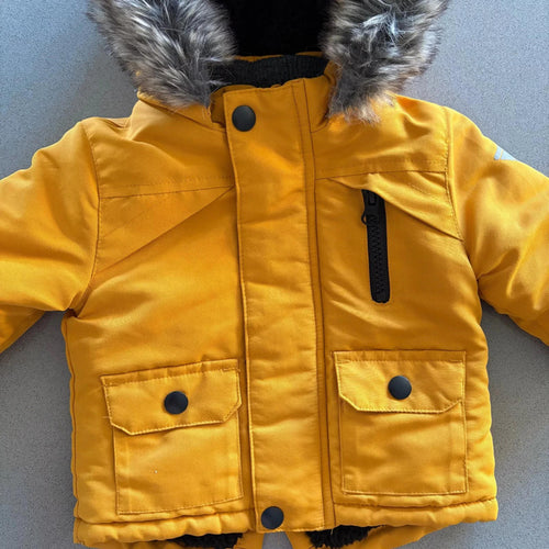 Baby Boy 0-3 months Primark Mustard Winter Coat Anorak Fleece Lined (43 08)