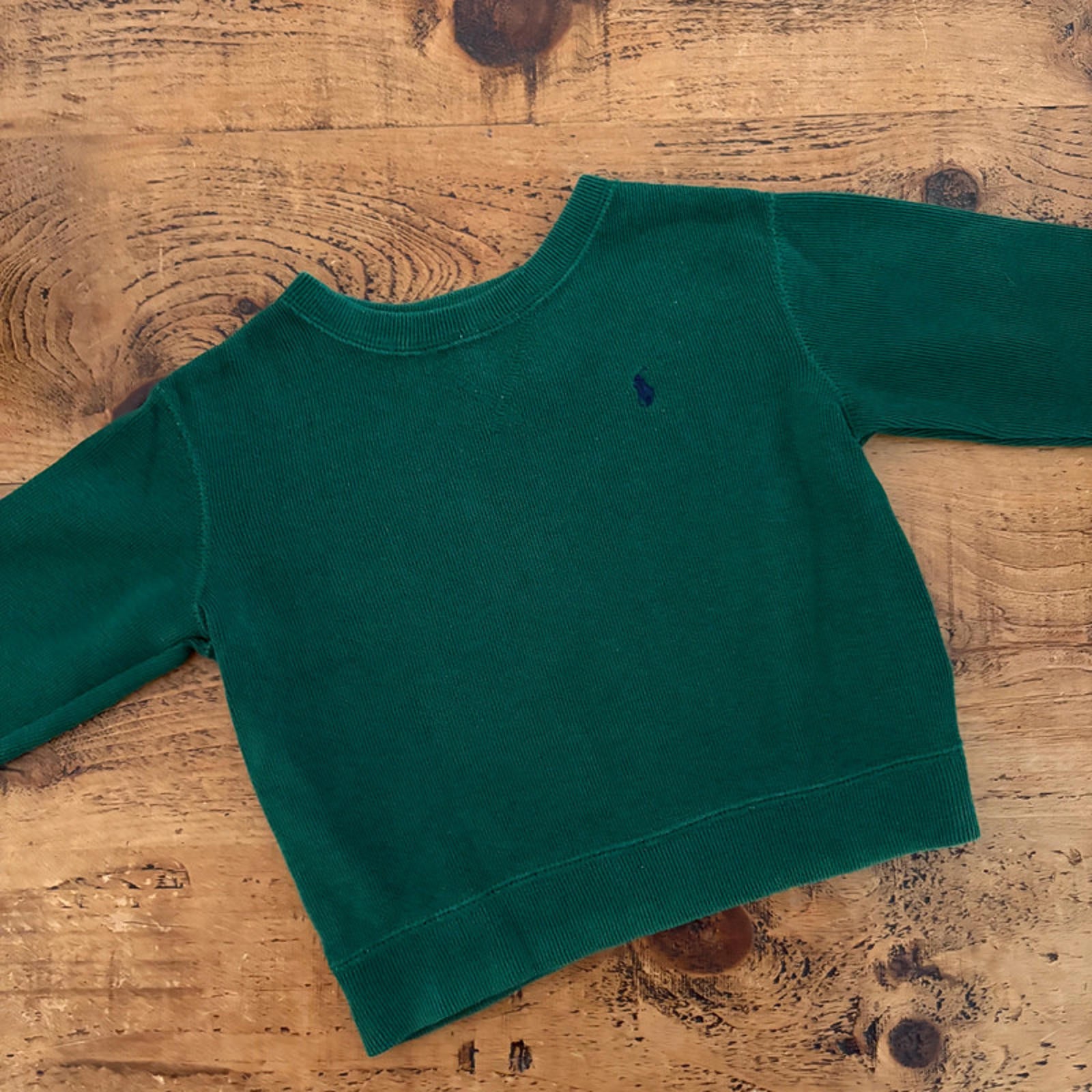 Young Boy age 3 3T Ralph Lauren Polo Green Ribbed Pullover Sweatshirt (21 17)