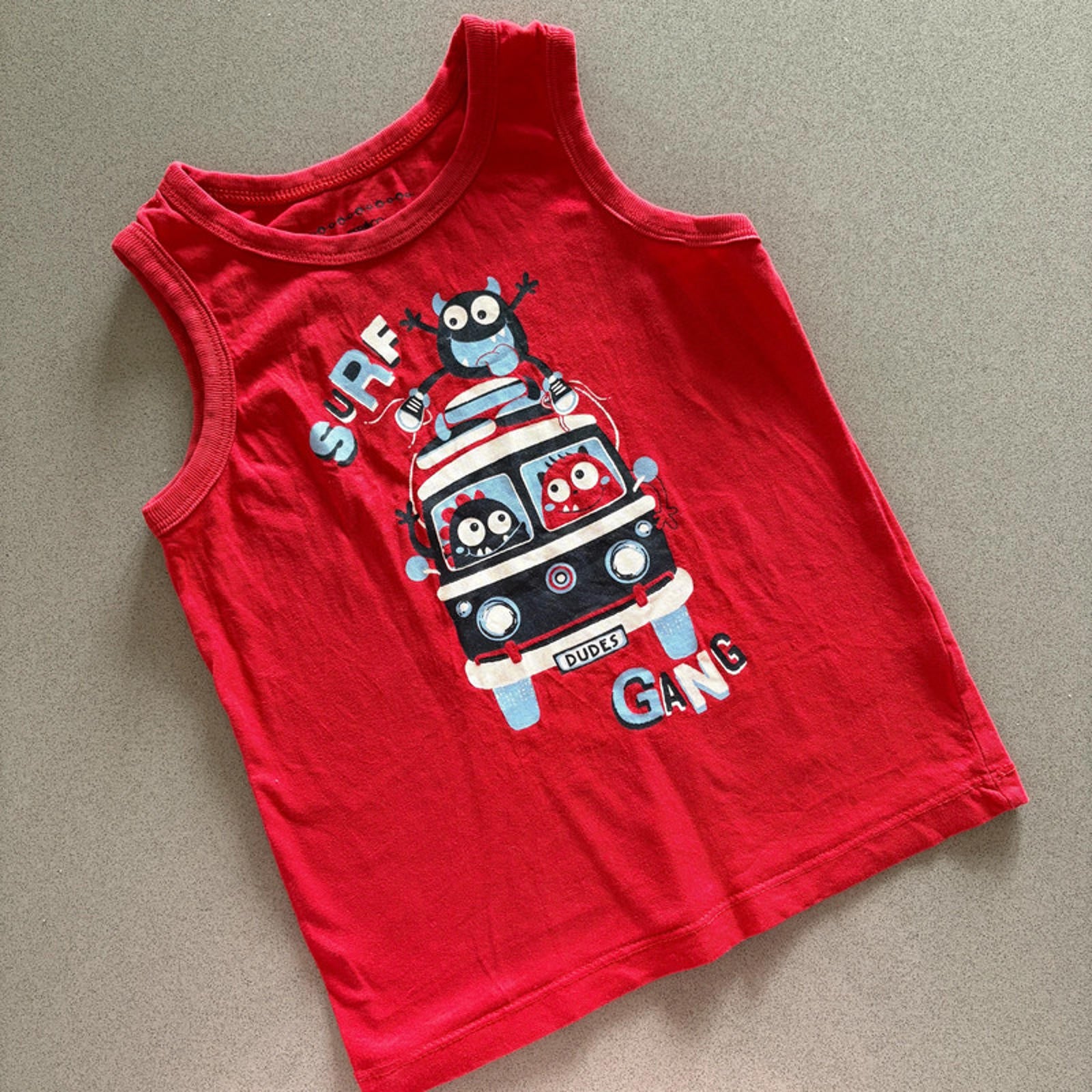 Young Boy 5-6 years Pep&Co Bright Red Surf Dudes Gang Sleeveless Vest (19 06)