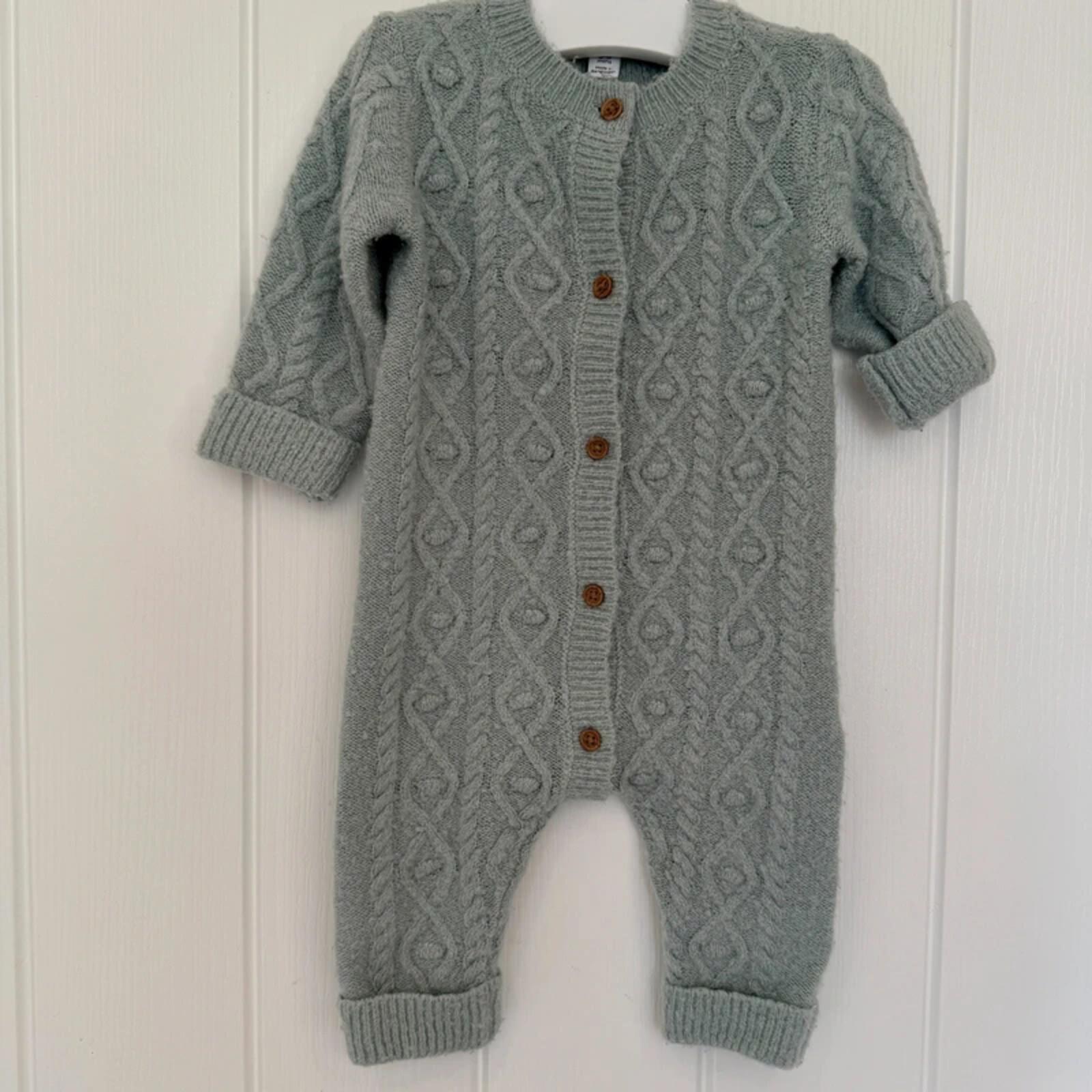 Baby Girl 3-6 months Marks and Spencer Teal Cable Knit Romper (56 06)