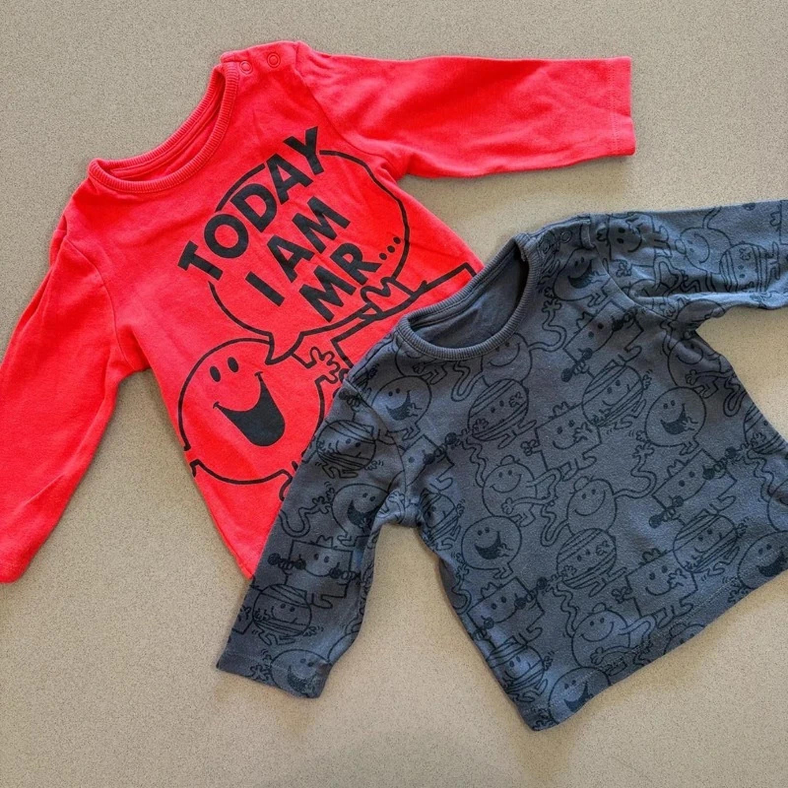 Baby Boy 6-9 months George Set 2 Long Sleeve Mr Men Themed T-shirts (23 15)
