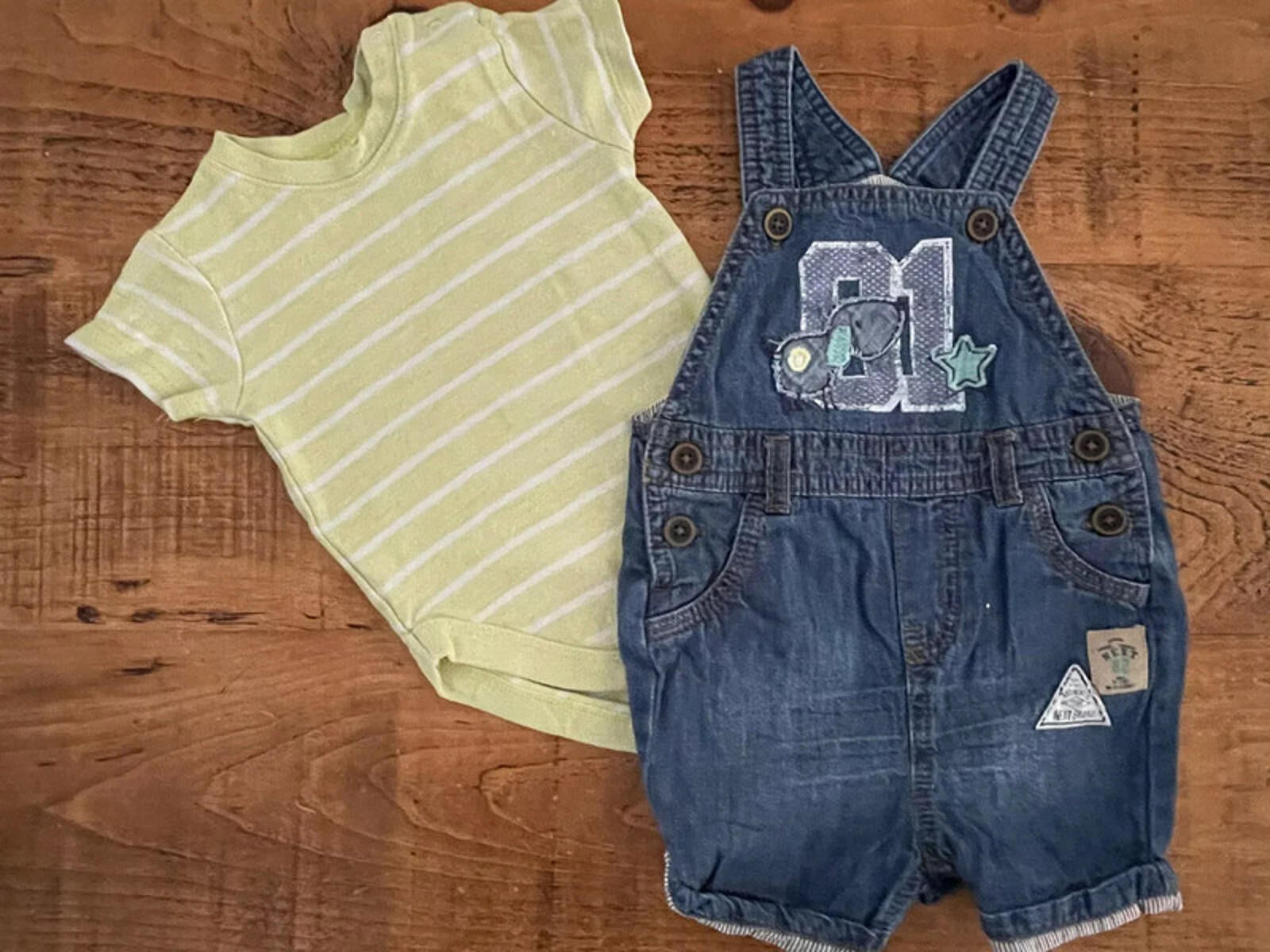 Baby Boy 3-6 months NEXT Blue Denim Short Summer Dungaree Set  Lined (48 31)