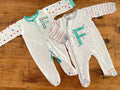 Baby Boy Girl Unisex 3-6 months B&M Set of 2 Letter F Initial Sleepsuit (26 11)
