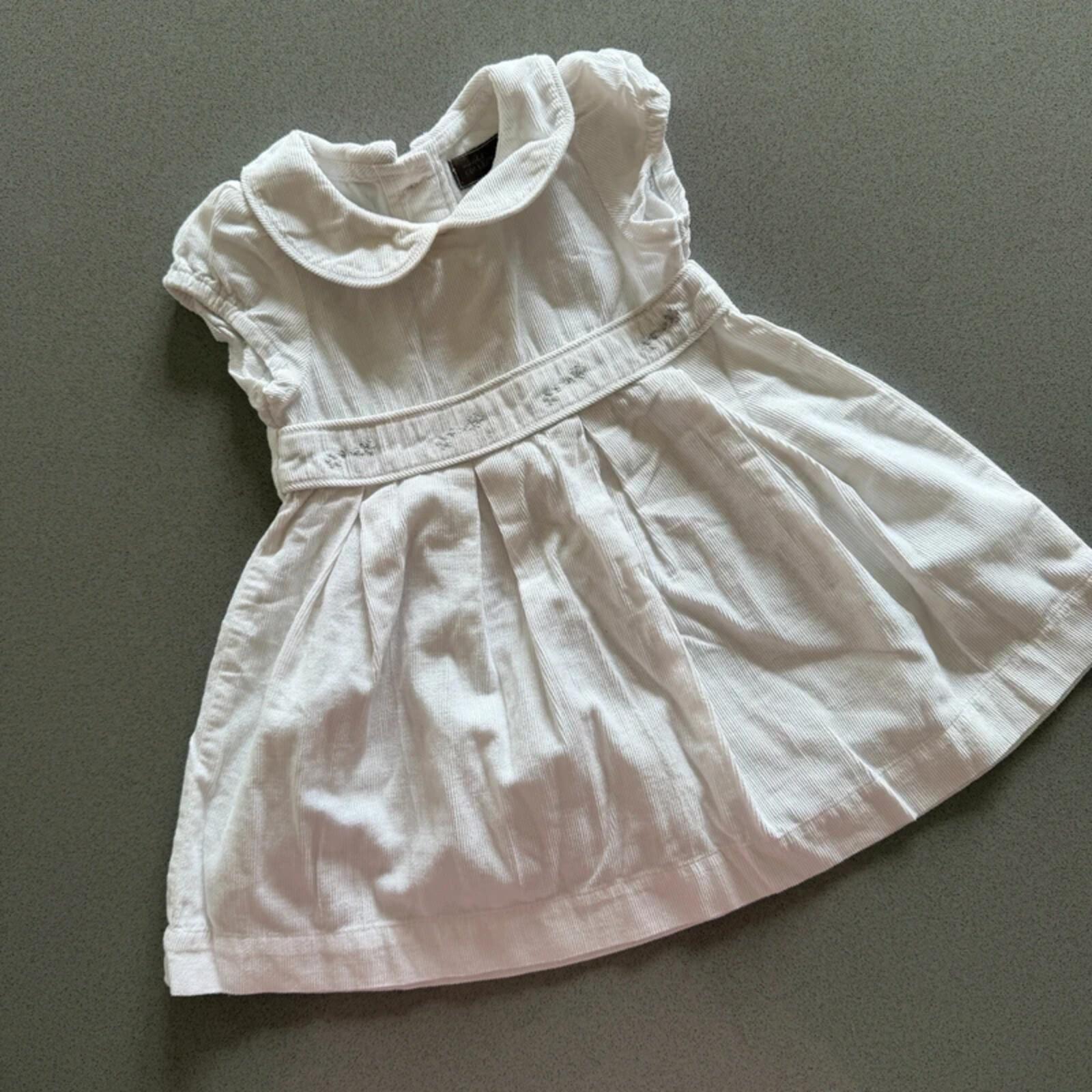 Baby Girl 3-6 months Mini Club White Collared Needle Cord Dress (43 19)