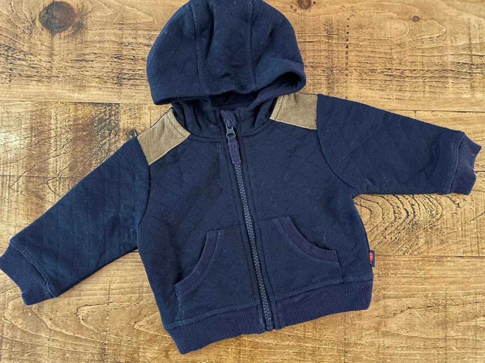 Baby Boy 3-6 months Mothercare Blue Full Zip Hoodie  Corduroy Patches (36 11)