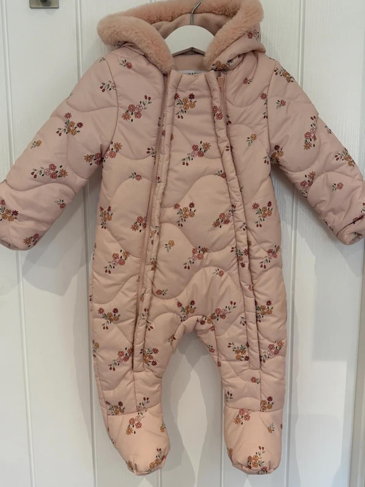 Baby Girl 6-9 months Primark Pink Floral Hooded Snowsuit (57 09)