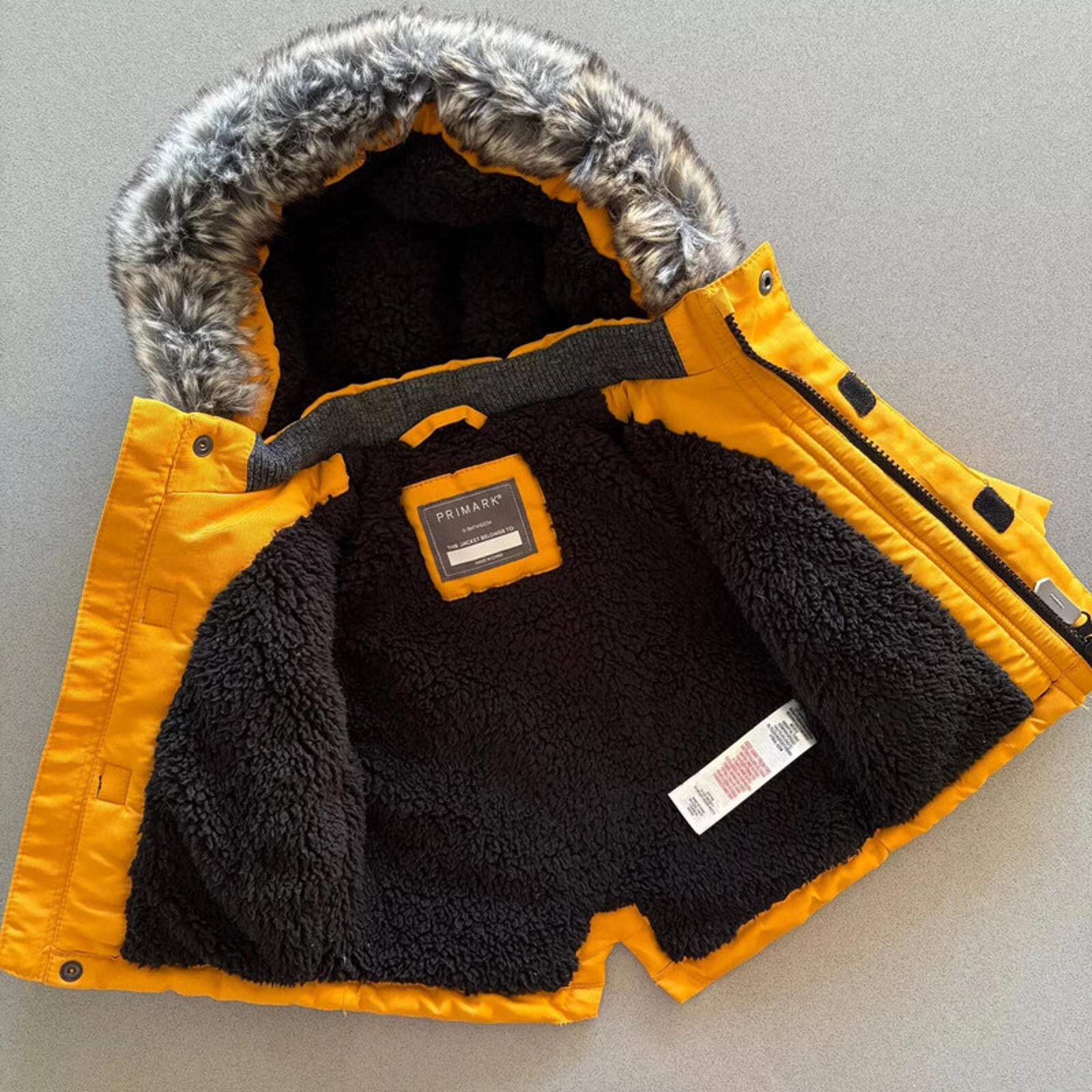 Baby Boy 0-3 months Primark Mustard Winter Coat Anorak Fleece Lined (43 08)